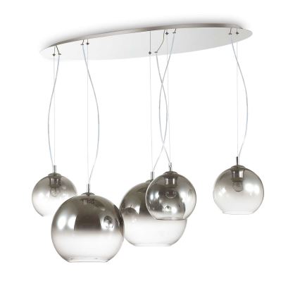 Ideal Lux - Pakabinama liustra ant laido NEMO PLUS 5xE27/42W/230V blizgus chromas/dūminė pilka