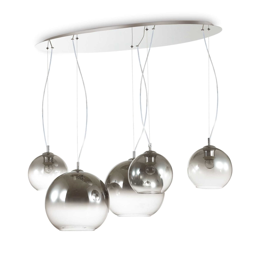 Ideal Lux - Pakabinama liustra ant laido NEMO PLUS 5xE27/42W/230V blizgus chromas/dūminė pilka