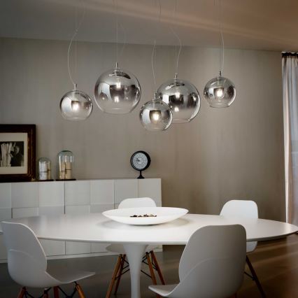 Ideal Lux - Pakabinama liustra ant laido NEMO PLUS 5xE27/42W/230V blizgus chromas/dūminė pilka
