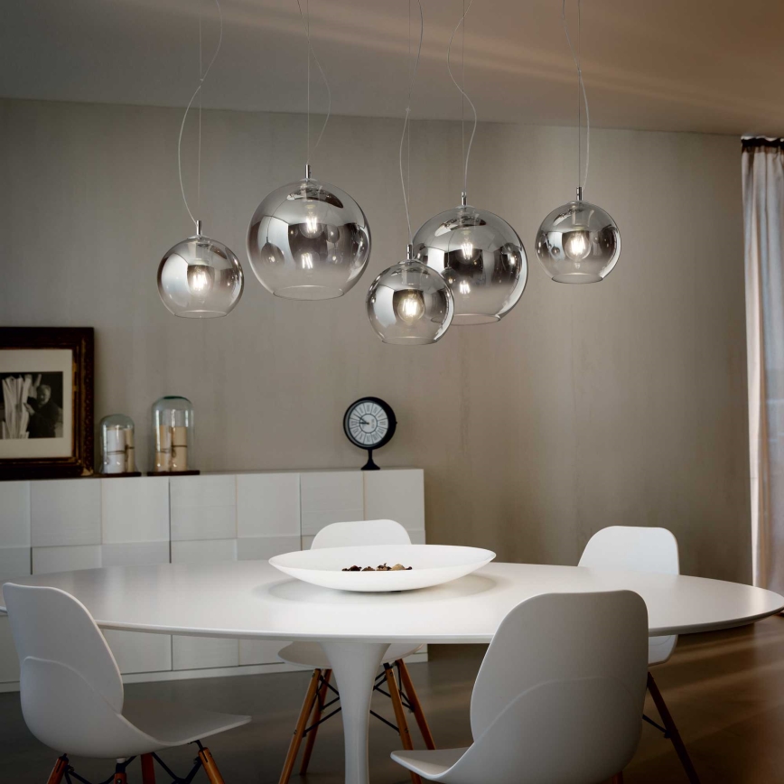 Ideal Lux - Pakabinama liustra ant laido NEMO PLUS 5xE27/42W/230V blizgus chromas/dūminė pilka