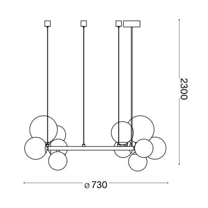 Ideal Lux - LED liustra ant laido PERLAGE 11xG9/3W/230V skersm. 73 cm juoda/dūminė juoda