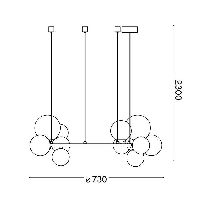 Ideal Lux - LED liustra ant laido PERLAGE 11xG9/3W/230V skersm. 73 cm juoda/dūminė juoda