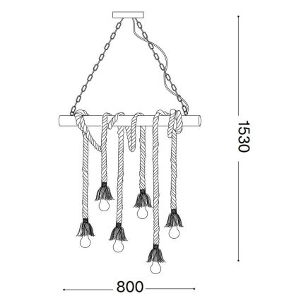 Ideal Lux - Pakabinamas sietynas CANAPA 6xE27/15W/230V ruda