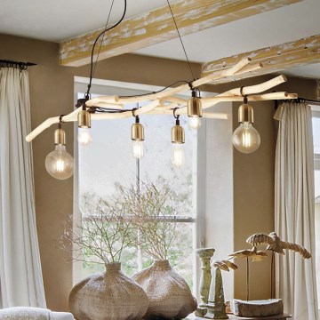 Ideal Lux - Pakabinamas sietynas DRIFTWOOD 6xE27/60W/230V gvajavos