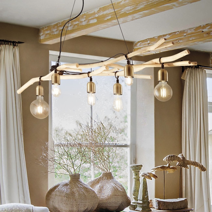 Ideal Lux - Pakabinamas sietynas DRIFTWOOD 6xE27/60W/230V gvajavos