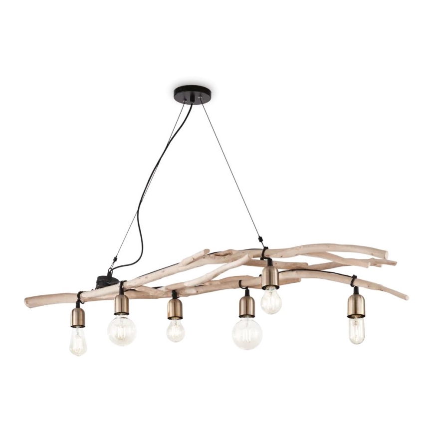 Ideal Lux - Pakabinamas sietynas DRIFTWOOD 6xE27/60W/230V gvajavos