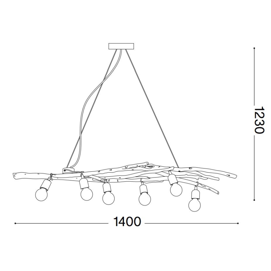 Ideal Lux - Pakabinamas sietynas DRIFTWOOD 6xE27/60W/230V gvajavos