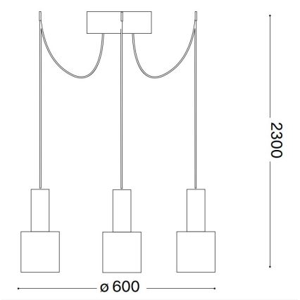 Ideal Lux - Pakabinamas sietynas HOLLY 3xE27/60W/230V voras juoda