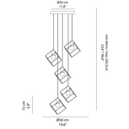 Ideal Lux - Pakabinamas sietynas ICE 5xE27/60W/230V diametras 50 cm juoda