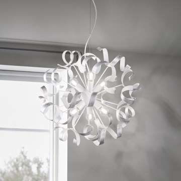 Ideal Lux - Pakabinamas sietynas VORTEX 6xE14/40W/230V diametras 53 cm sidabras/patina