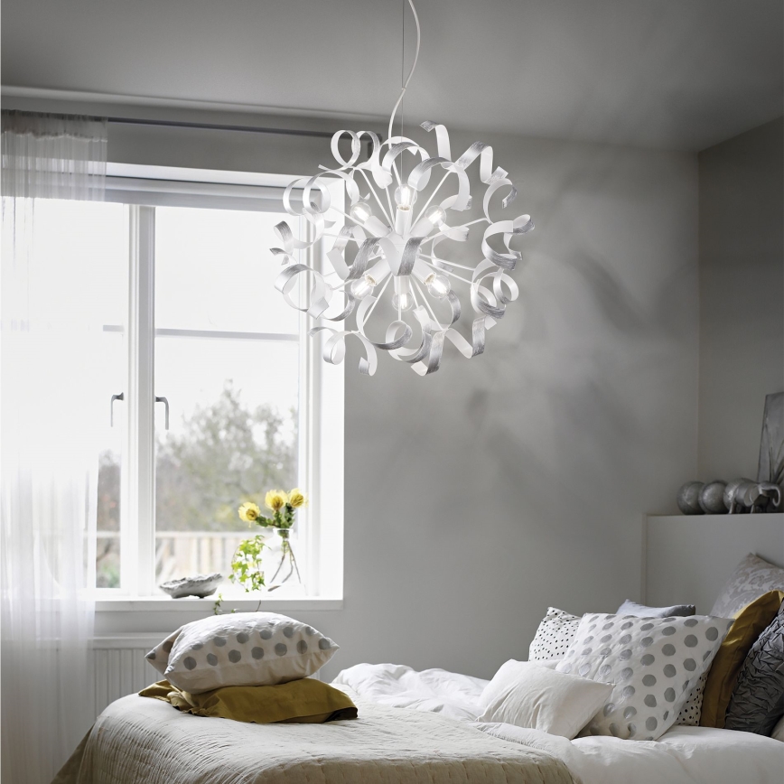 Ideal Lux - Pakabinamas sietynas VORTEX 6xE14/40W/230V diametras 53 cm sidabras/patina