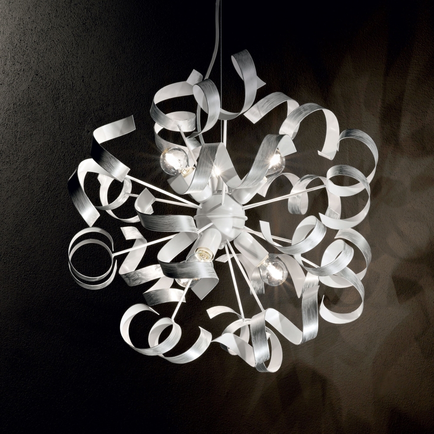 Ideal Lux - Pakabinamas sietynas VORTEX 6xE14/40W/230V diametras 53 cm sidabras/patina