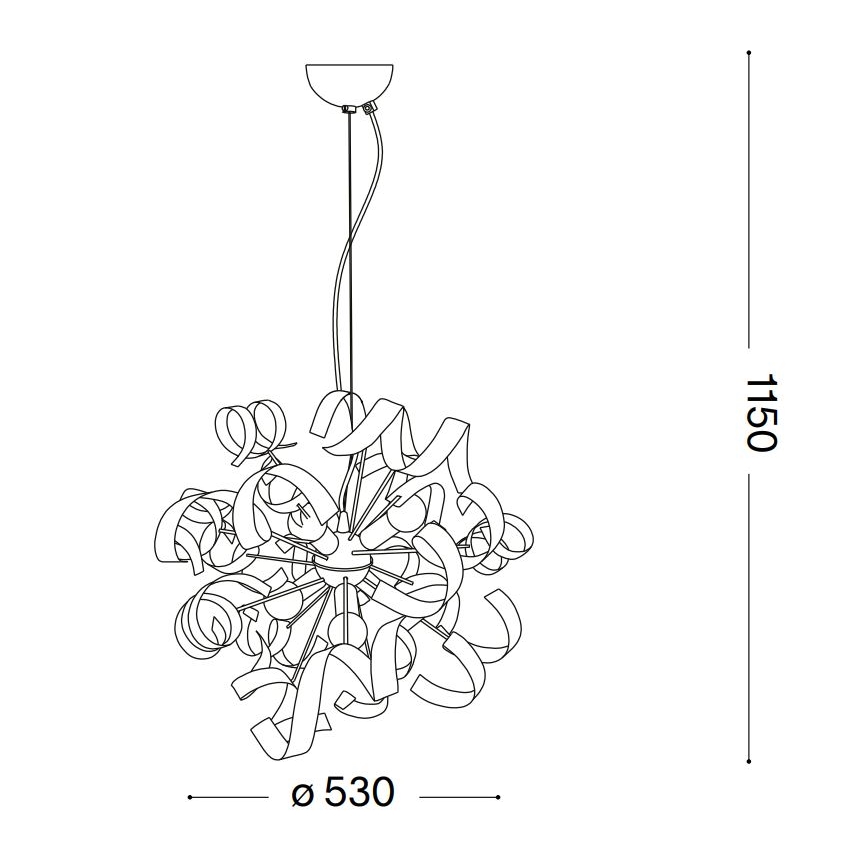 Ideal Lux - Pakabinamas sietynas VORTEX 6xE14/40W/230V diametras 53 cm sidabras/patina