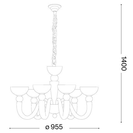 Ideal Lux - Pakabinamas šviestuvas ant grandinės BON BON 8xE14/28W/230V skersmuo 95,5 cm baltas