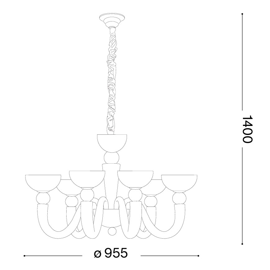 Ideal Lux - Pakabinamas šviestuvas ant grandinės BON BON 8xE14/28W/230V skersmuo 95,5 cm baltas