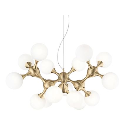 Ideal Lux - Pakabinamas šviestuvas ant laido NODI 15xE14/28W/230V skersmuo 105 cm žalvaris/balta