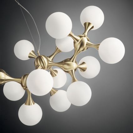 Ideal Lux - Pakabinamas šviestuvas ant laido NODI 15xE14/28W/230V skersmuo 105 cm žalvaris/balta