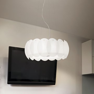 Ideal Lux - Pakabinamas šviestuvas OVALINO su laidu, 8xE27/60W/230V, skersmuo 55 cm, baltas