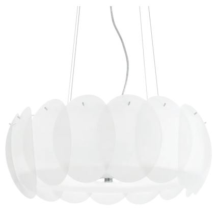 Ideal Lux - Pakabinamas šviestuvas OVALINO su laidu, 8xE27/60W/230V, skersmuo 55 cm, baltas