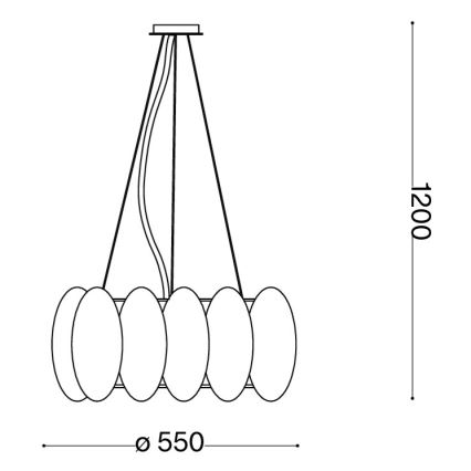 Ideal Lux - Pakabinamas šviestuvas OVALINO su laidu, 8xE27/60W/230V, skersmuo 55 cm, baltas