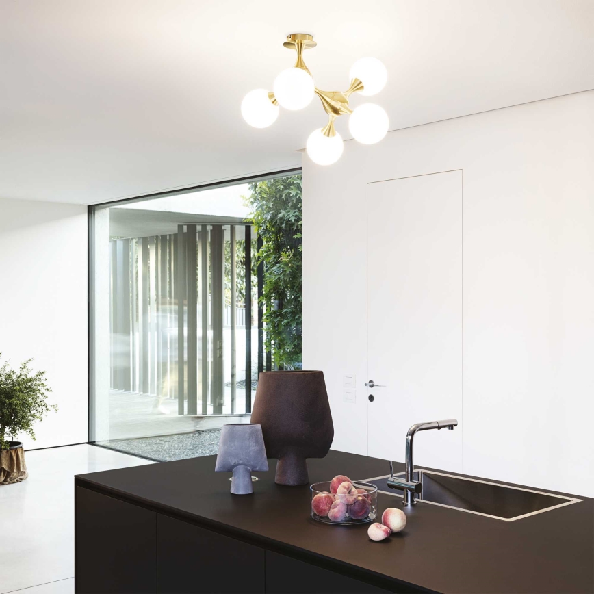 Ideal Lux - Prigludęs lubų šviestuvas NODI, 5 x E14, 28 W, 230 V, 50 x 55 cm, žalvaris/balta