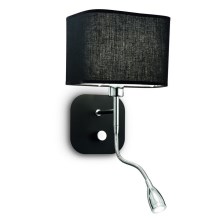 Ideal Lux - Sieninis šviestuvas 1xE14/40W/230V + LED/1W/230V juoda