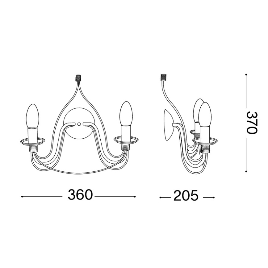 Ideal Lux - sieninis šviestuvas CORTE 2xE14/40W/230V, rudos spalvos/patina