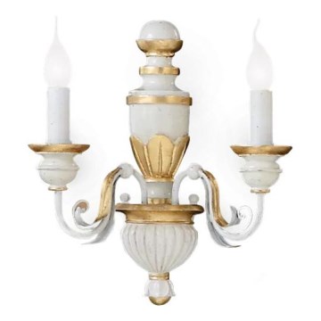 Ideal Lux - Sieninis šviestuvas FIRENZE 2xE14/40W/230V balta/auksas