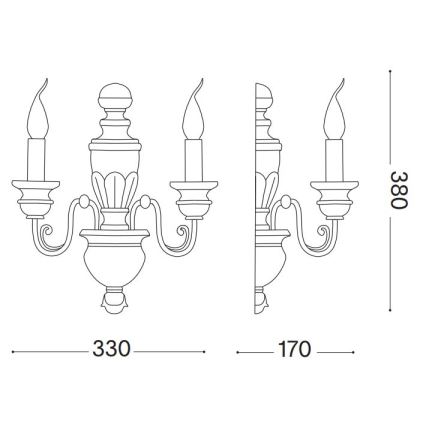 Ideal Lux - Sieninis šviestuvas FIRENZE 2xE14/40W/230V balta/auksas