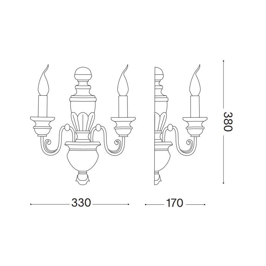 Ideal Lux - Sieninis šviestuvas FIRENZE 2xE14/40W/230V balta/auksas