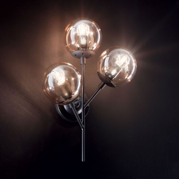 Ideal Lux - Sieninis šviestuvas KEPLER 3xE27/42W/230V juoda/dūminis