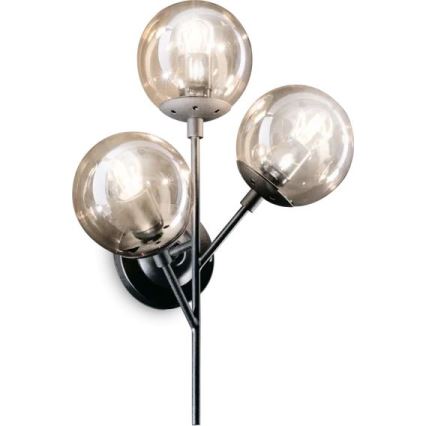 Ideal Lux - Sieninis šviestuvas KEPLER 3xE27/42W/230V juoda/dūminis