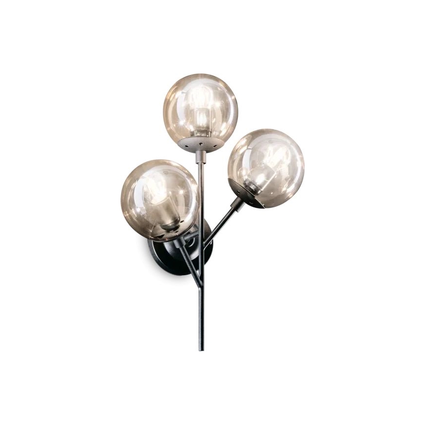Ideal Lux - Sieninis šviestuvas KEPLER 3xE27/42W/230V juoda/dūminis