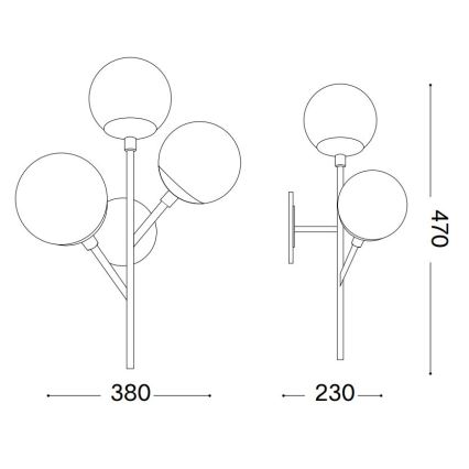 Ideal Lux - Sieninis šviestuvas KEPLER 3xE27/42W/230V juoda/dūminis