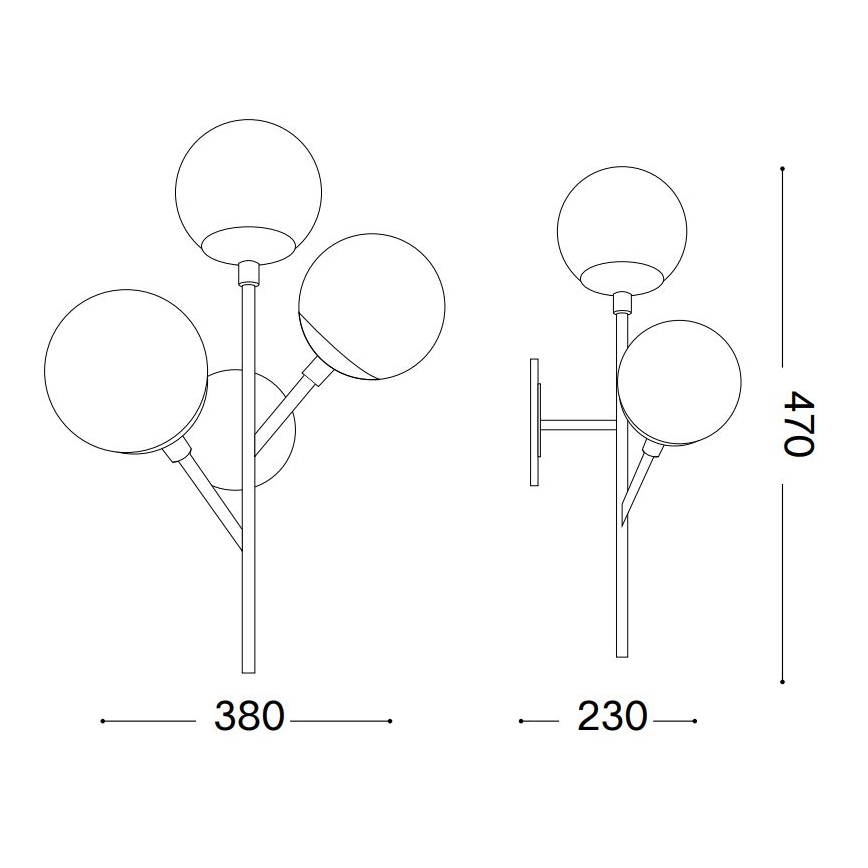 Ideal Lux - Sieninis šviestuvas KEPLER 3xE27/42W/230V juoda/dūminis