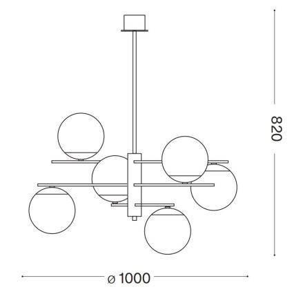 Ideal Lux - Sietynas ant stulpo GOURMET 6xE14/28W/230V diametras 100 cm auksas