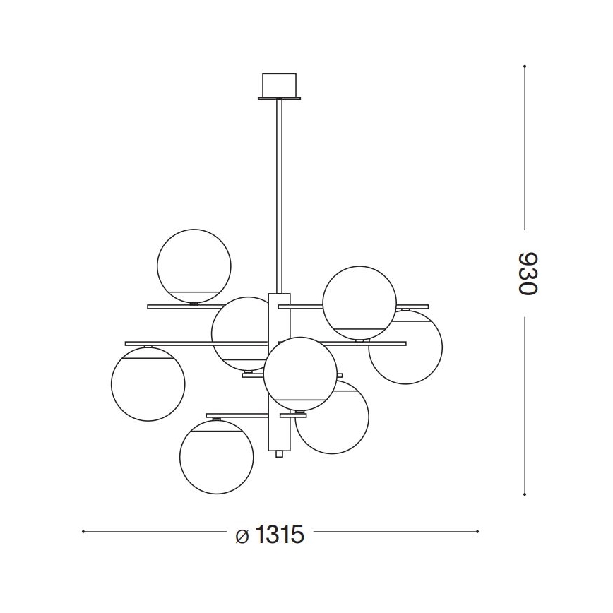 Ideal Lux - Sietynas ant stulpo GOURMET 9xE14/28W/230V diametras 131,5 cm auksas