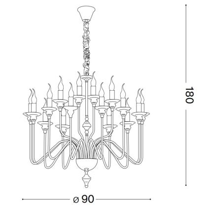 Ideal Lux - Sietynas, kabinamas ant grandinės ARTU 16xE14/40W/230V diametras 90 cm blizgus chromas