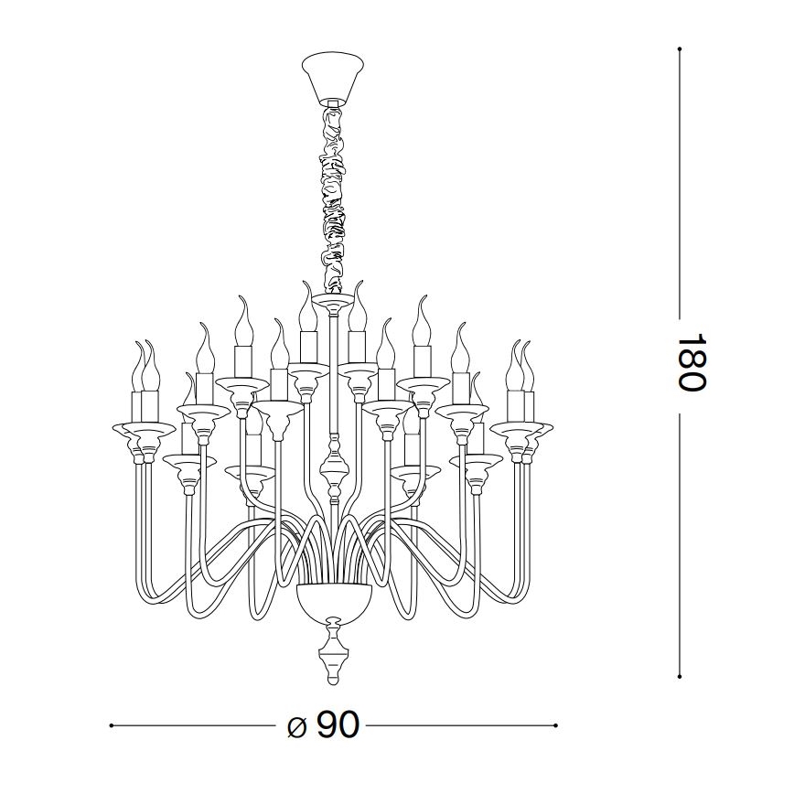 Ideal Lux - Sietynas, kabinamas ant grandinės ARTU 16xE14/40W/230V diametras 90 cm blizgus chromas