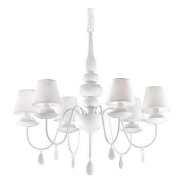 Ideal Lux - Sietynas, kabinamas ant grandinės BLANCHE 6xE14/40W/230V diametras 75 cm balta