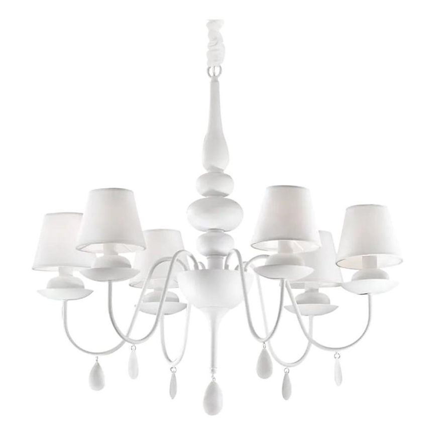 Ideal Lux - Sietynas, kabinamas ant grandinės BLANCHE 6xE14/40W/230V diametras 75 cm balta
