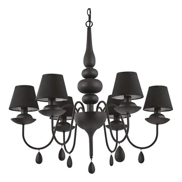 Ideal Lux - Sietynas, kabinamas ant grandinės BLANCHE 6xE14/4W/230V diametras 75 cm juoda