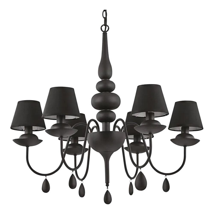 Ideal Lux - Sietynas, kabinamas ant grandinės BLANCHE 6xE14/4W/230V diametras 75 cm juoda