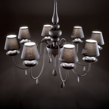 Ideal Lux - Sietynas, kabinamas ant grandinės BLANCHE 8xE14/40W/230V diametras 92 cm juoda