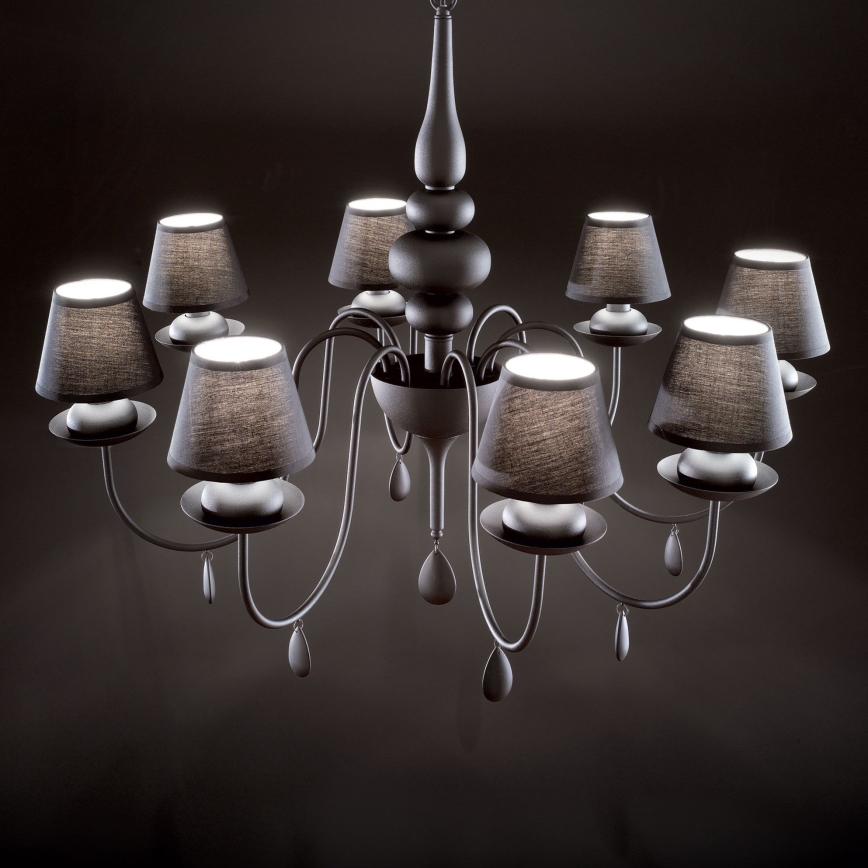 Ideal Lux - Sietynas, kabinamas ant grandinės BLANCHE 8xE14/40W/230V diametras 92 cm juoda
