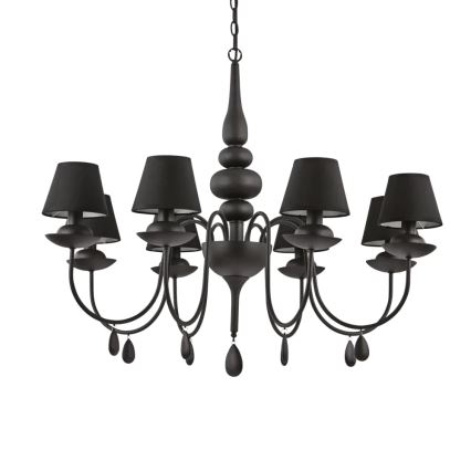 Ideal Lux - Sietynas, kabinamas ant grandinės BLANCHE 8xE14/40W/230V diametras 92 cm juoda