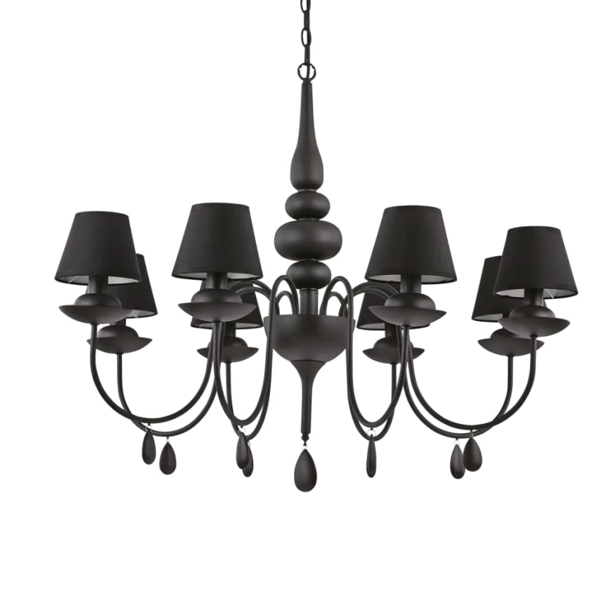 Ideal Lux - Sietynas, kabinamas ant grandinės BLANCHE 8xE14/40W/230V diametras 92 cm juoda