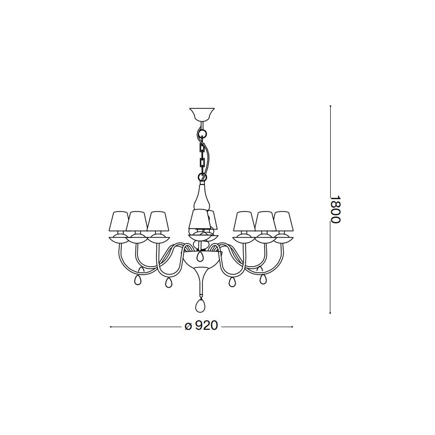 Ideal Lux - Sietynas, kabinamas ant grandinės BLANCHE 8xE14/40W/230V diametras 92 cm juoda