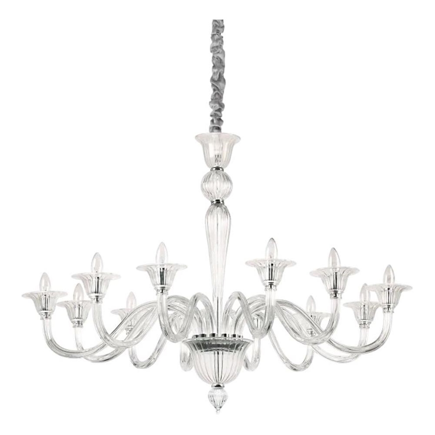 Ideal Lux - Sietynas, kabinamas ant grandinės BRIGITTA 12xE14/40W/230V diametras 120 cm permatoma