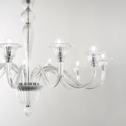 Ideal Lux - Sietynas, kabinamas ant grandinės BRIGITTA 12xE14/40W/230V diametras 120 cm permatoma